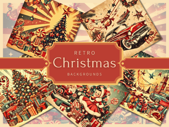 24 American Retro Christmas Backgrounds: Your Holiday Design Toolkit