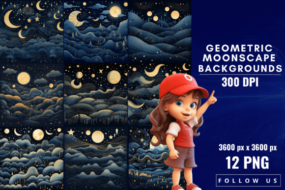 Celestial Geometry: The Allure of Geometric Moonscape Backgrounds