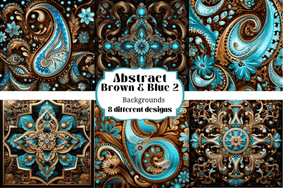 Elevate Your Designs with Abstract Brown Blue Ornate Backgrounds
