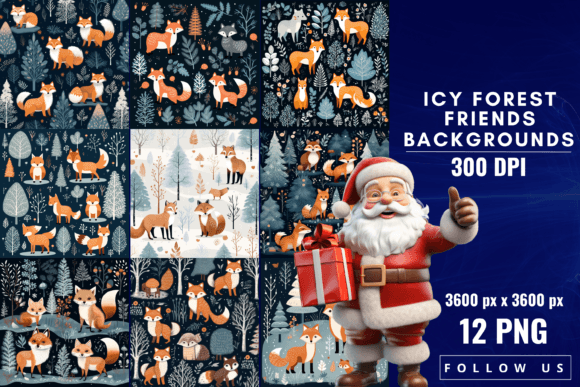 Enchanting Winter Scenes: Icy Forest Friends Backgrounds
