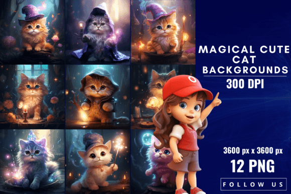 Magical Cute Cat Backgrounds: Whimsy for Your Designs