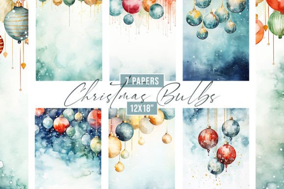 Watercolor Christmas Bulbs Backgrounds for Festive Design
