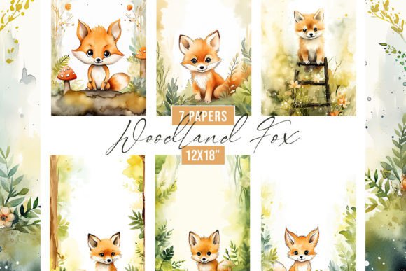 Watercolor Woodland Fox Backgrounds: Nature-Inspired Design Assets
