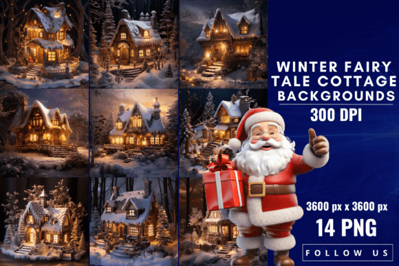 Winter Fairy Tale Cottage Backgrounds for Enchanting Designs