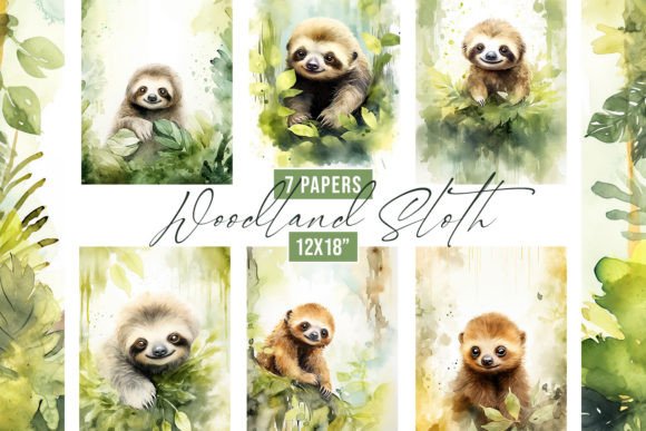 Woodland Charm: Using Watercolor Sloth Backgrounds